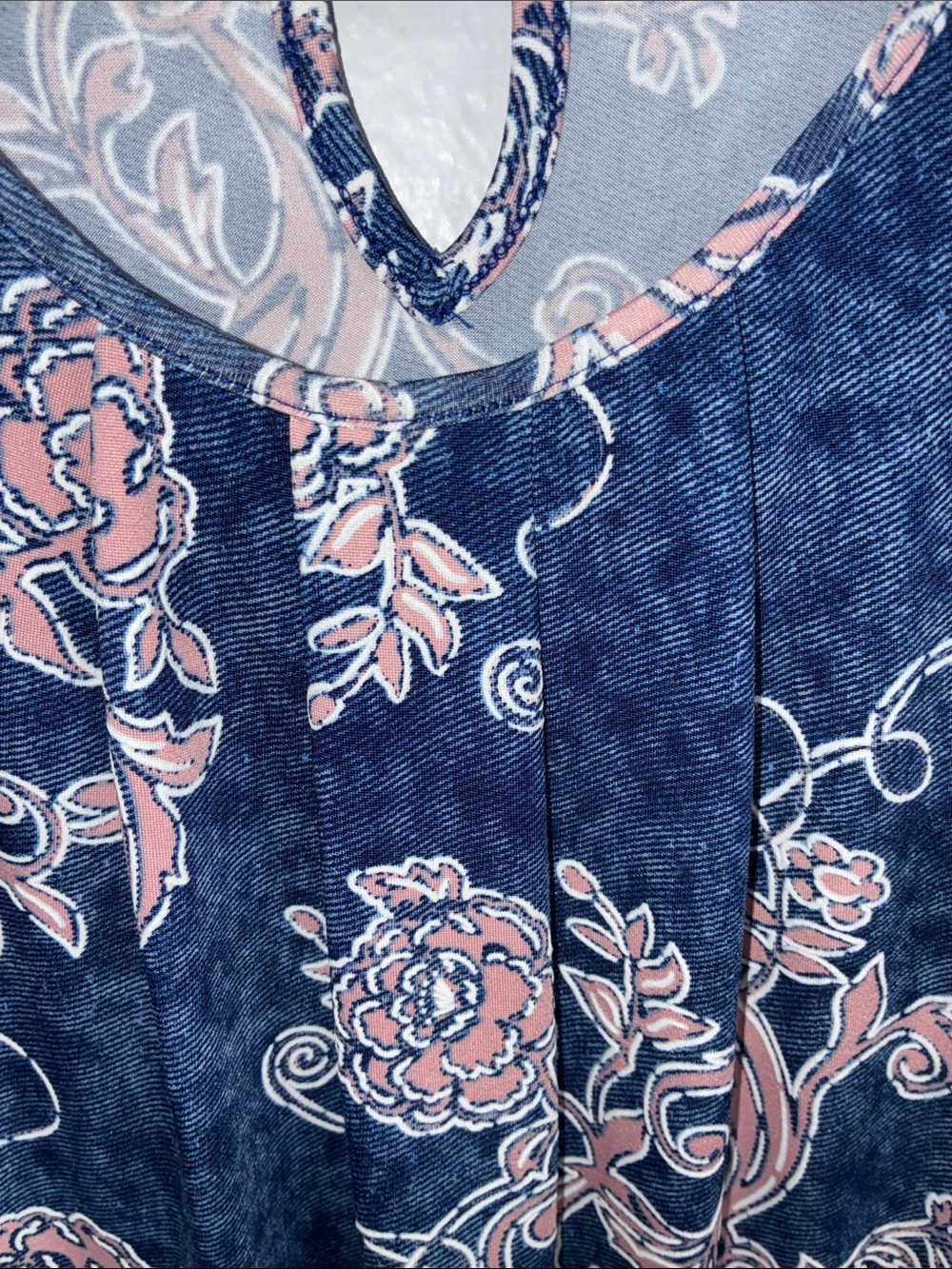 Joie De Vivre Blue Pink Floral A-Line Dress S Tulip Cap Sleeve Boho Cottagecore - Picture 9 of 11